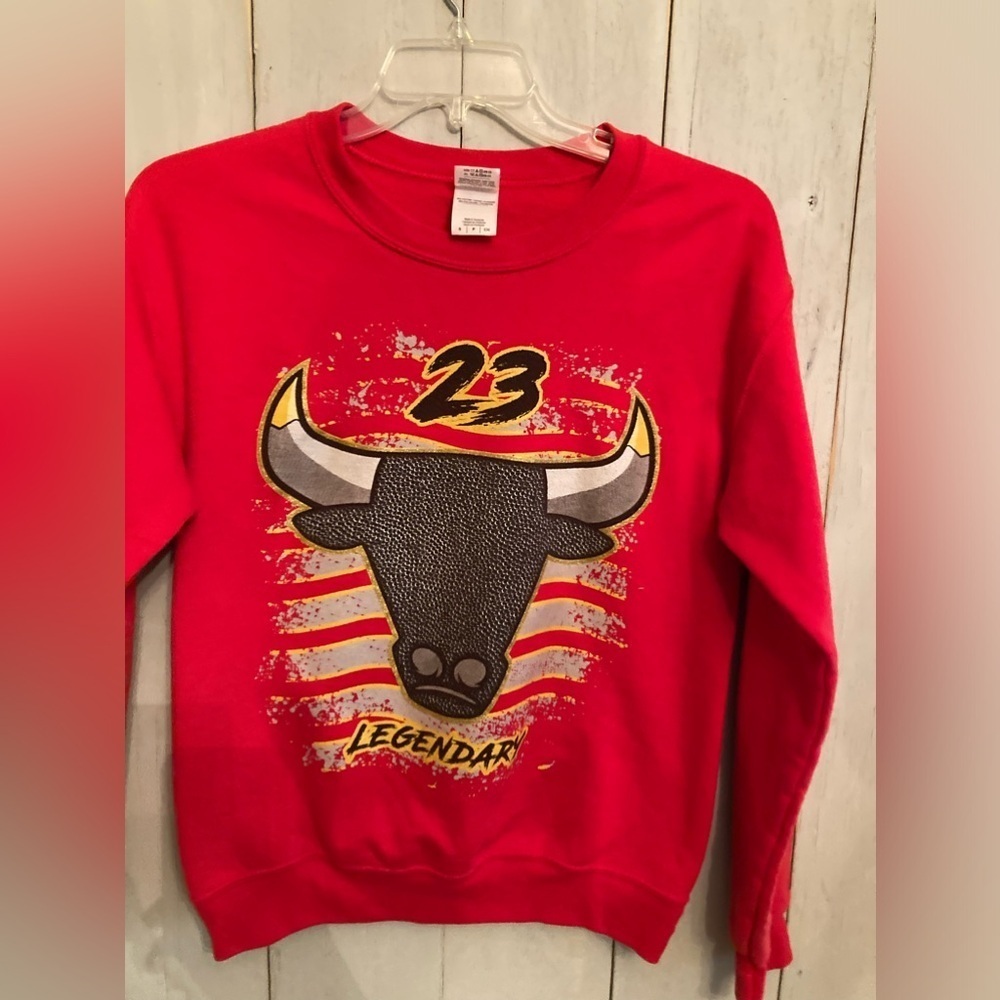 Chicago Bulls 23 Legendary Michael Jordan‎ Unisex Adult 3Forty Sweatshirt Red S